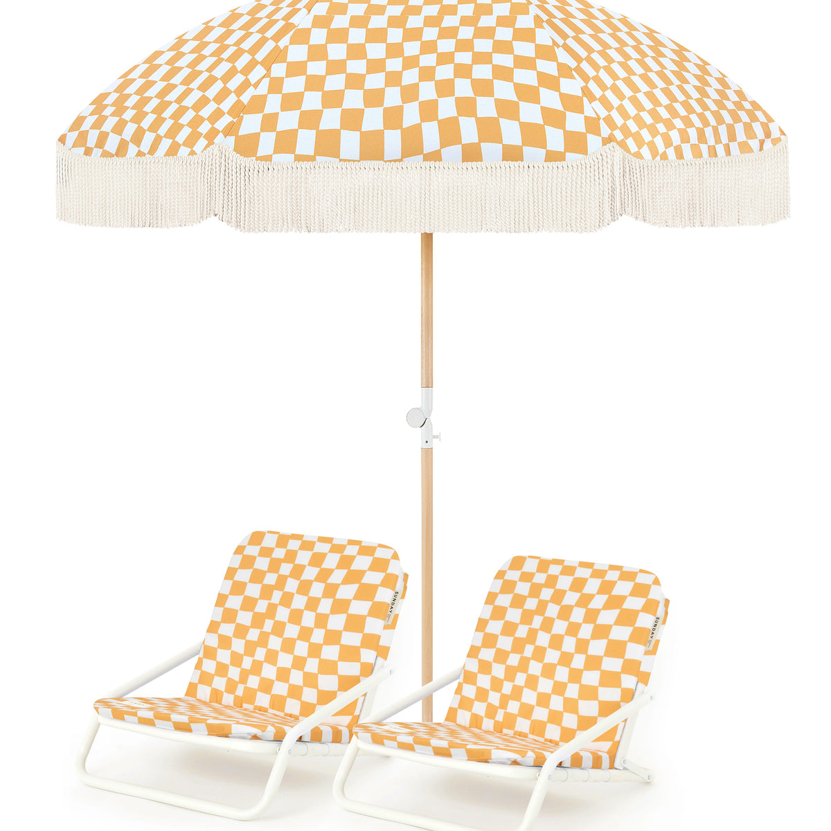 Golden Oasis Beach Umbrella & Beach Chair Set
