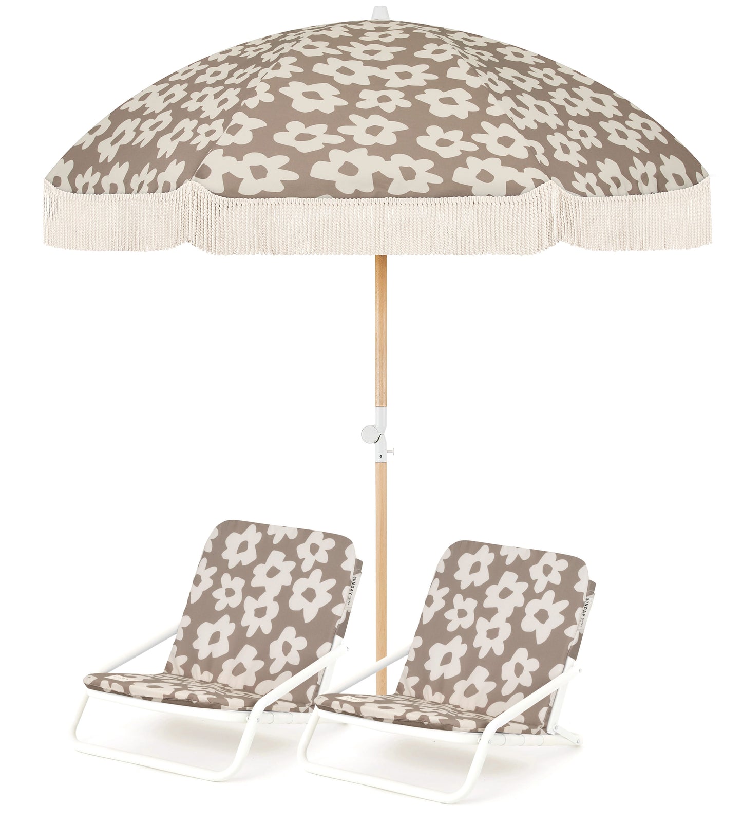 Husk Flower Beach Umbrella & Beach Chair Set