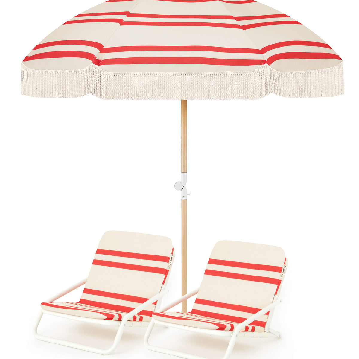 Rio Stripe Beach Umbrella & Beach Chair Set