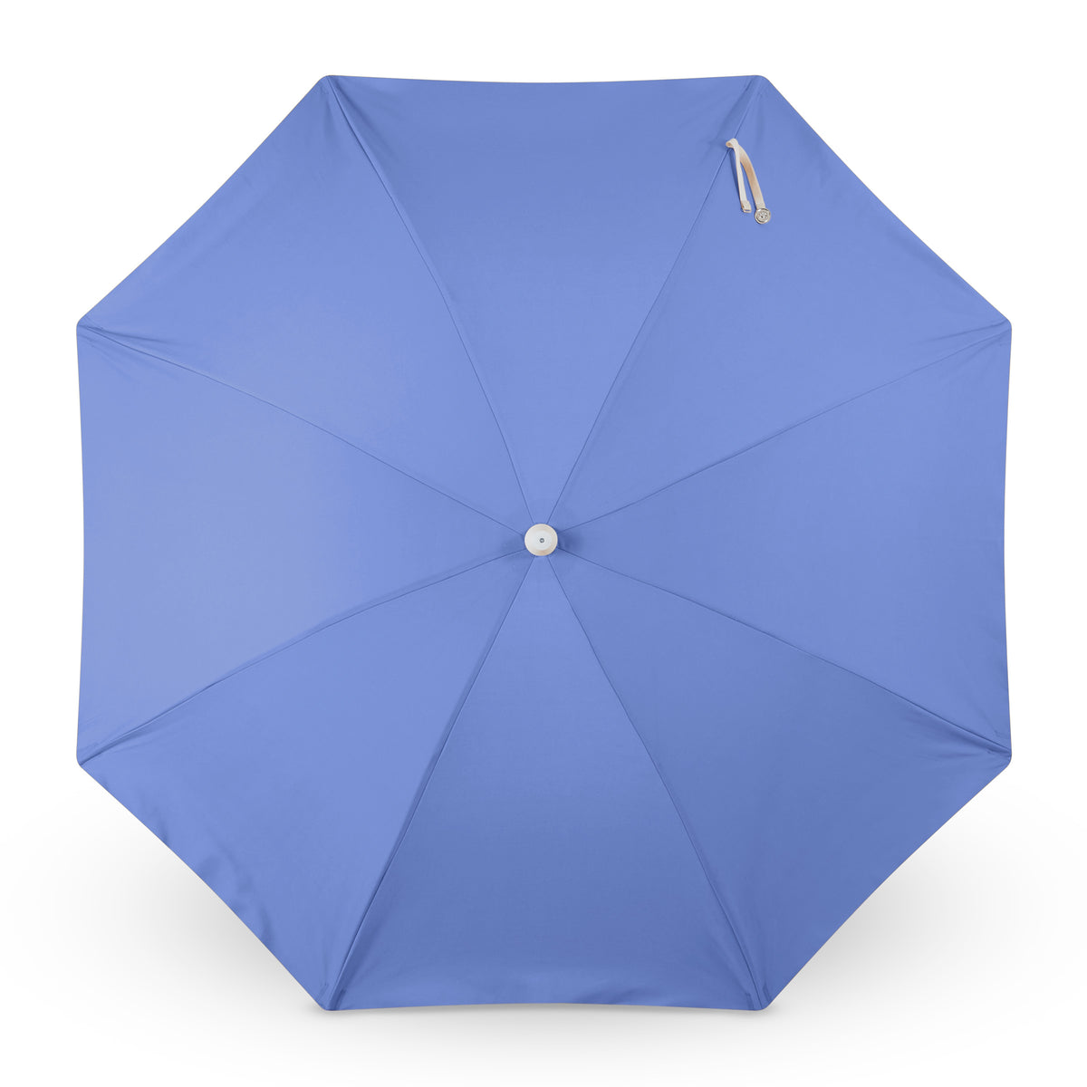 Sunday Supply Co Pacific beach umbrella fully open and seen from on top.